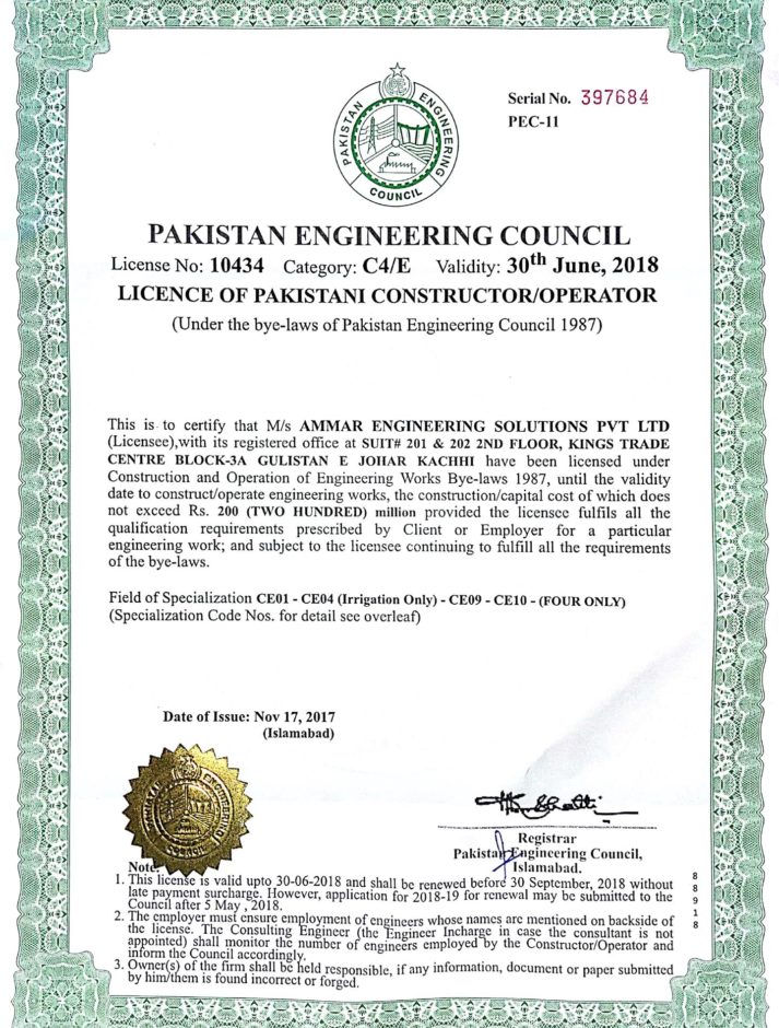 Pakistan Engineering Council, Registration